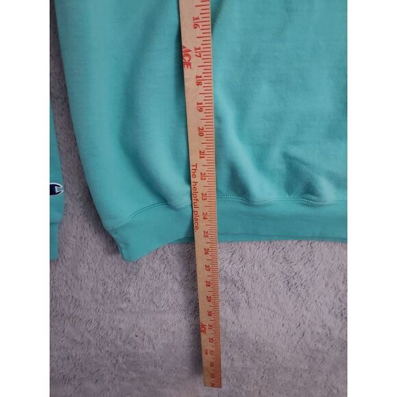 UCF Hoodie Mens Medium Champion Fleece Teal Spellout Logo Sweatshirt Drawstring - Picture 7 of 9